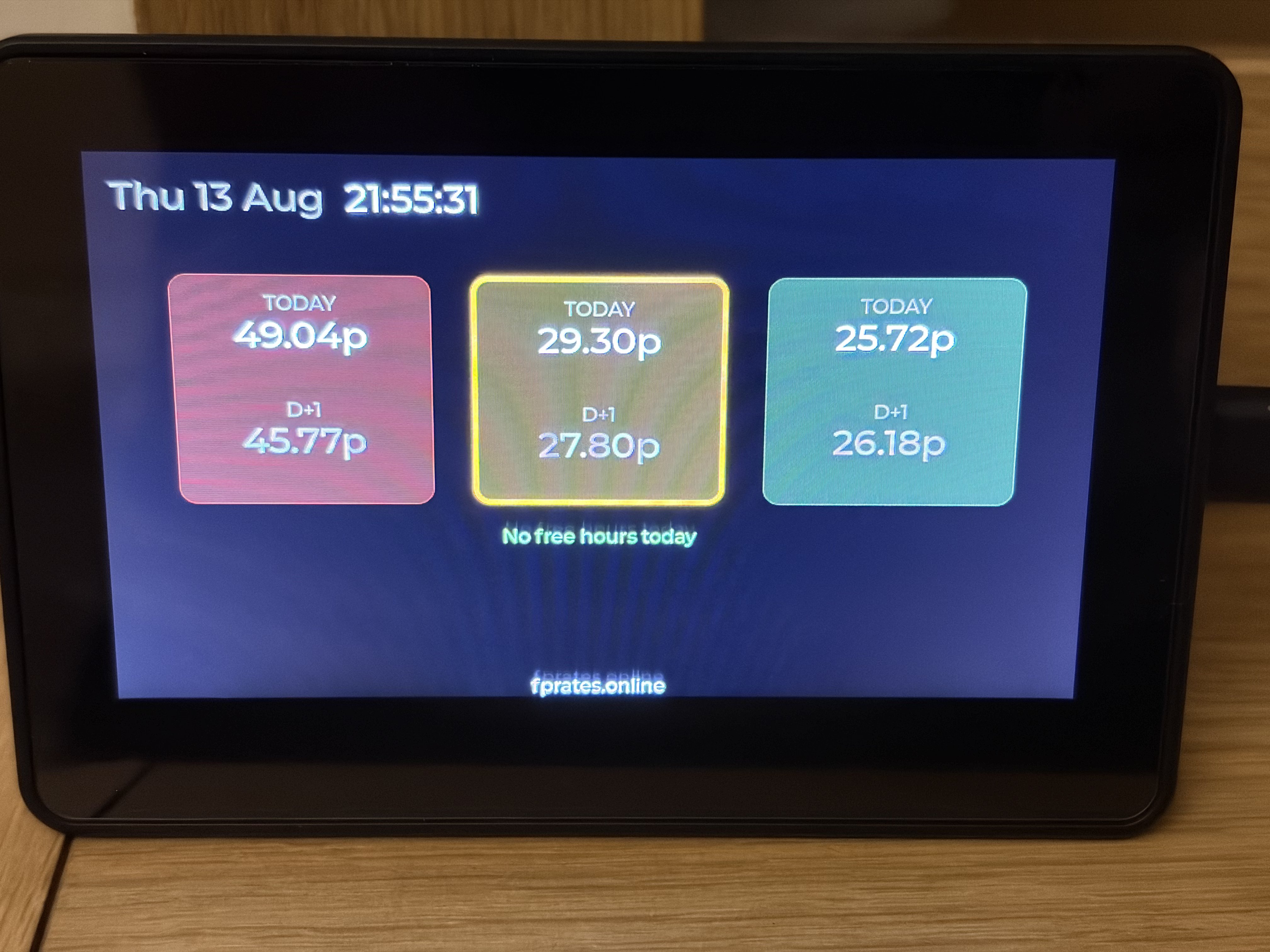 FP Screen showing live FreePhase rates